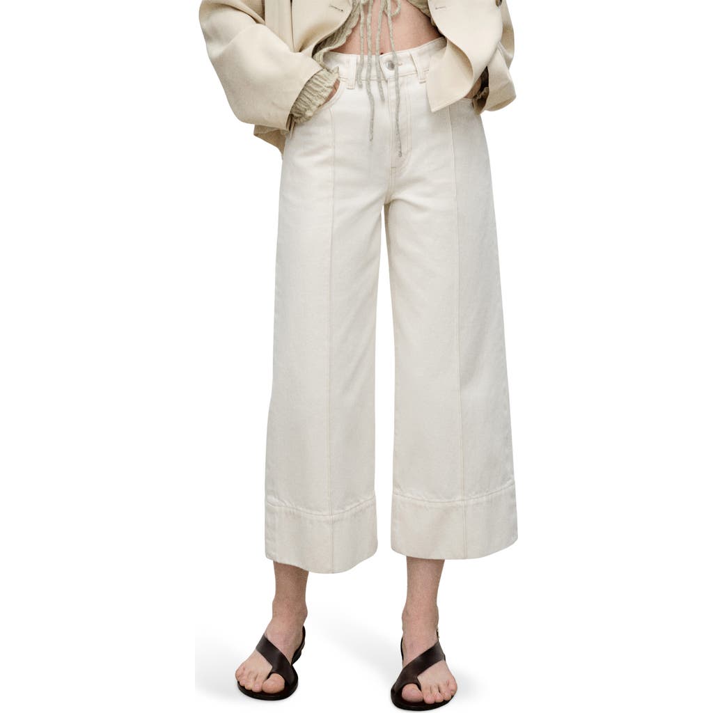 Shop Mango Seamed Crop Wide Leg Jeans