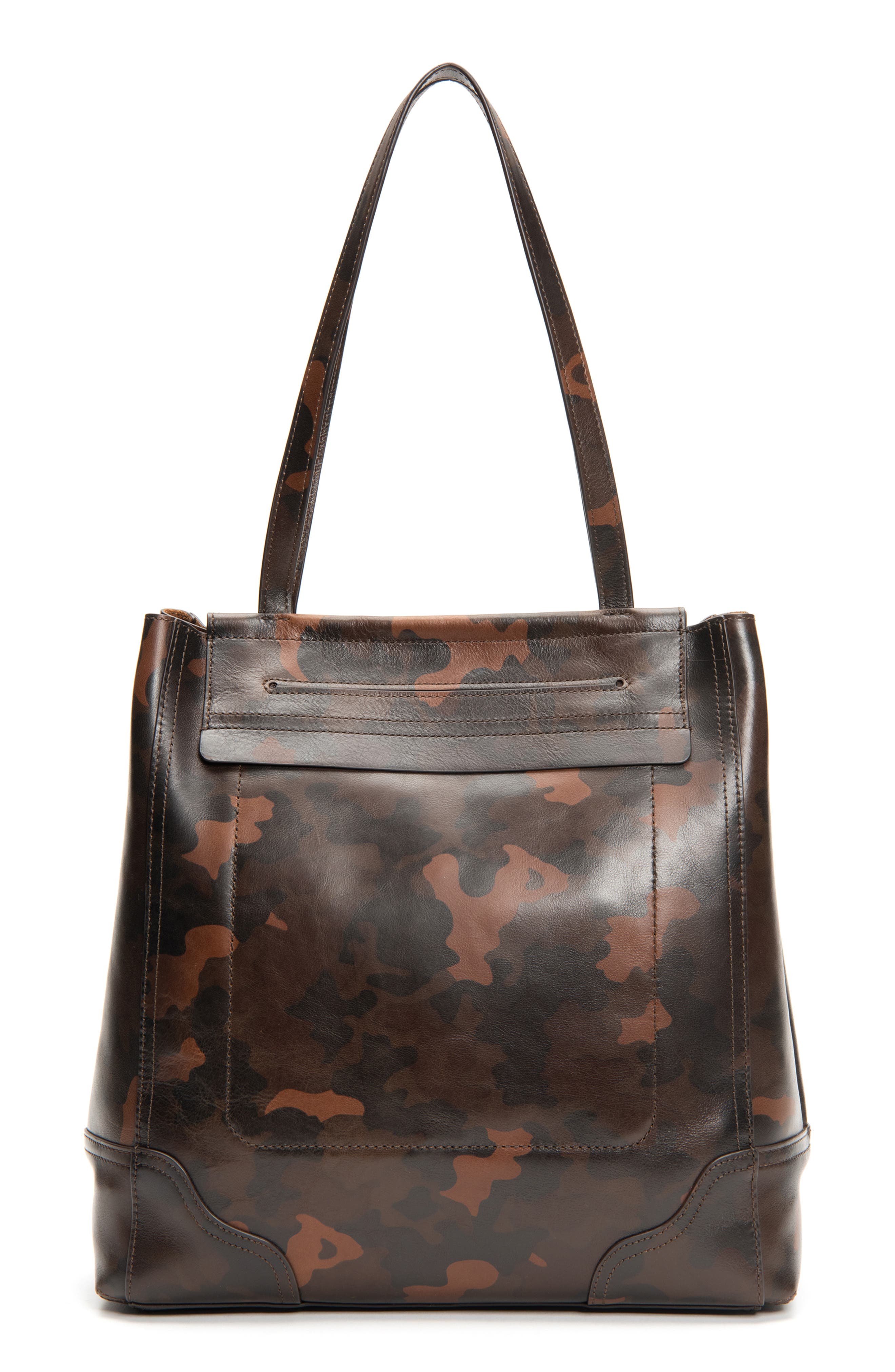 Charlie Simple Leather Tote, Alternate, color, BROWN CAMO
