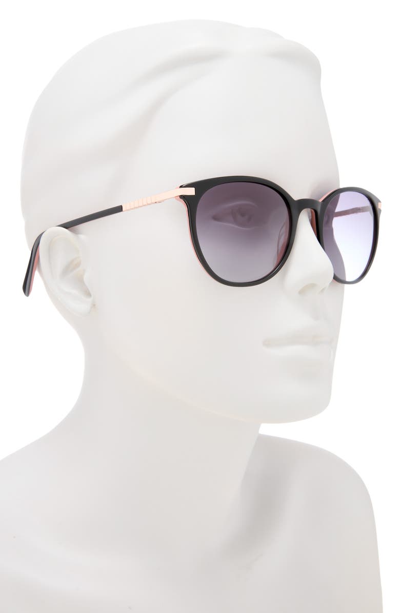 Ted Baker 53mm Round Sunglasses, Alternate, color, Black