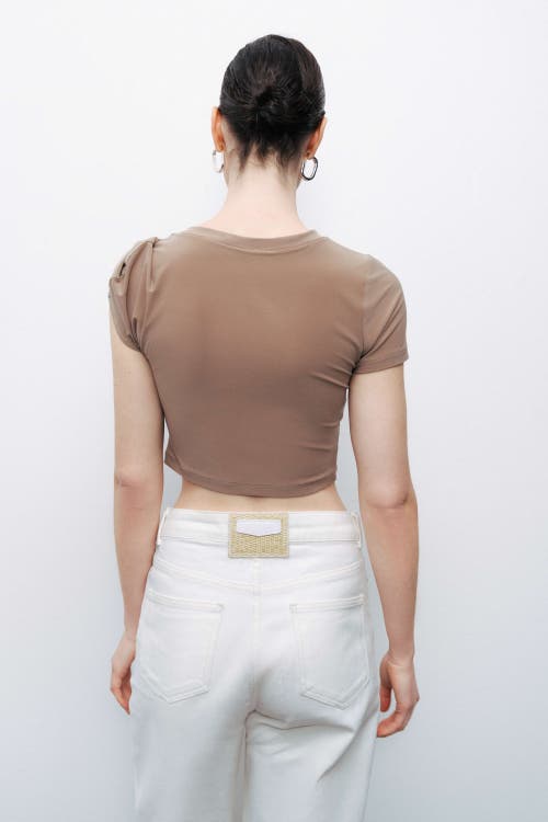 Shop Nocturne Crop Top With Twisted Detail In Brown