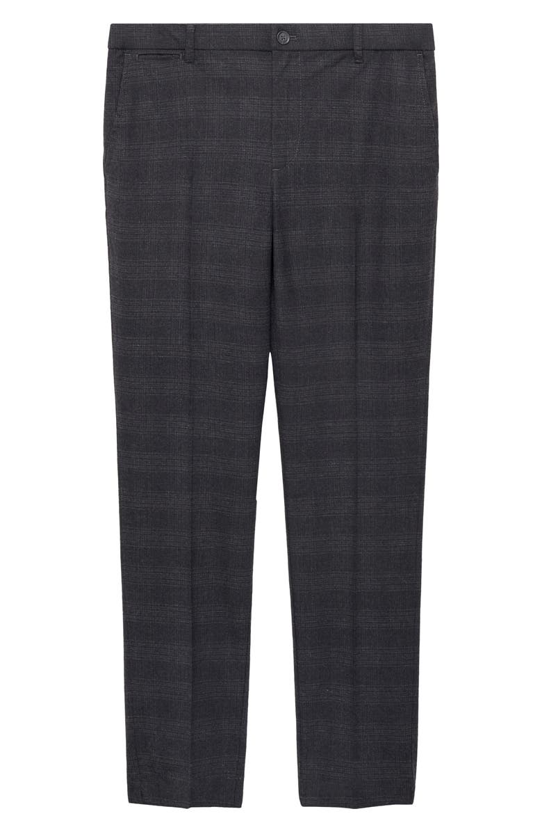 MANGO Check Slim Fit Pants, Alternate, color, Dark Heather Grey
