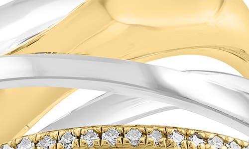 Effy Two-tone Diamond Crisscross Ring In Silver Multi