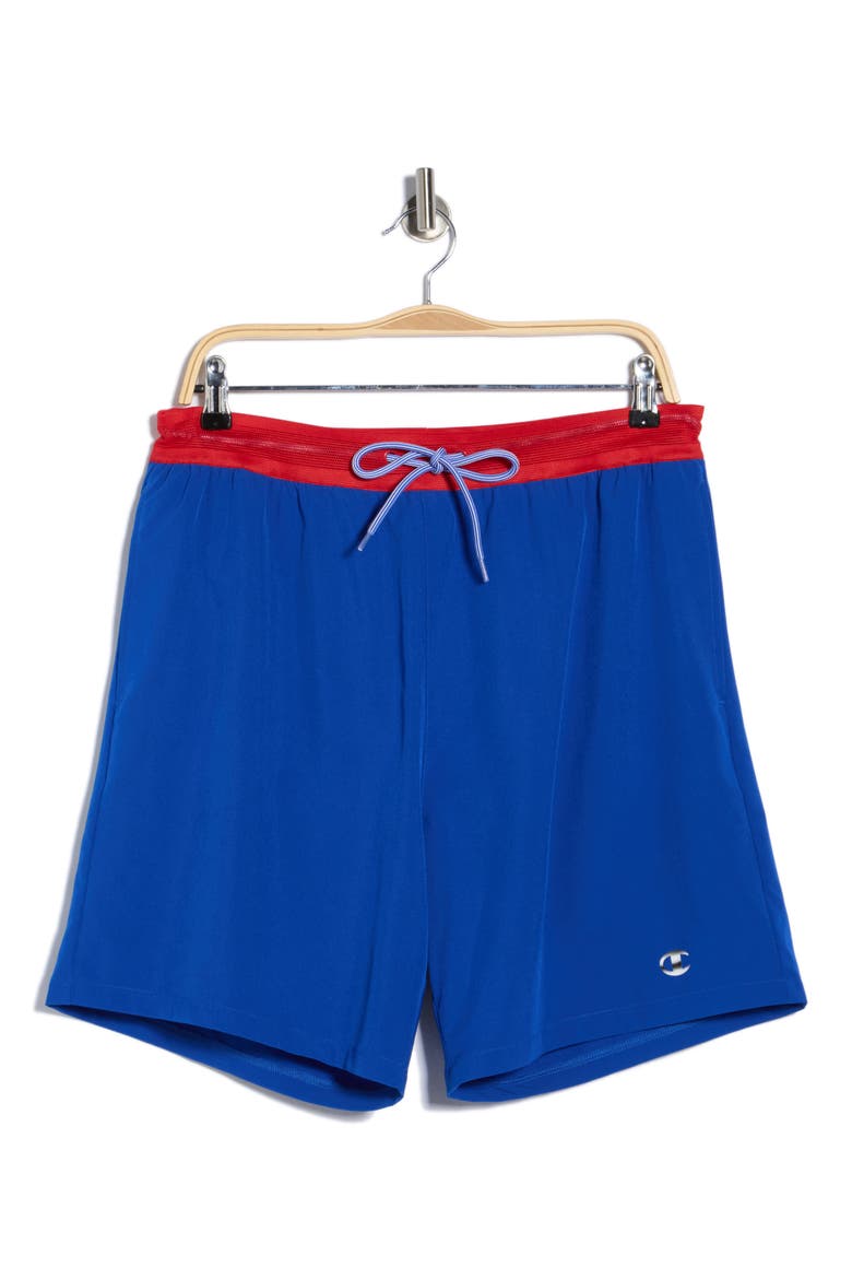 Webbed Elastic Swim Shorts, Alternate, color, BLUE