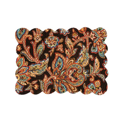C & F Home C&f Home Dorothy Autumnal Brown Quilted Scalloped Paisley Floral Placemats Set Of 6, 13" X 19" In Brown
