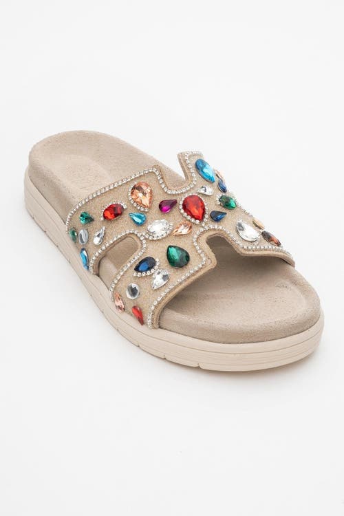 Forever & Always Shoes Denilla Leather Embellished Slide Sandal