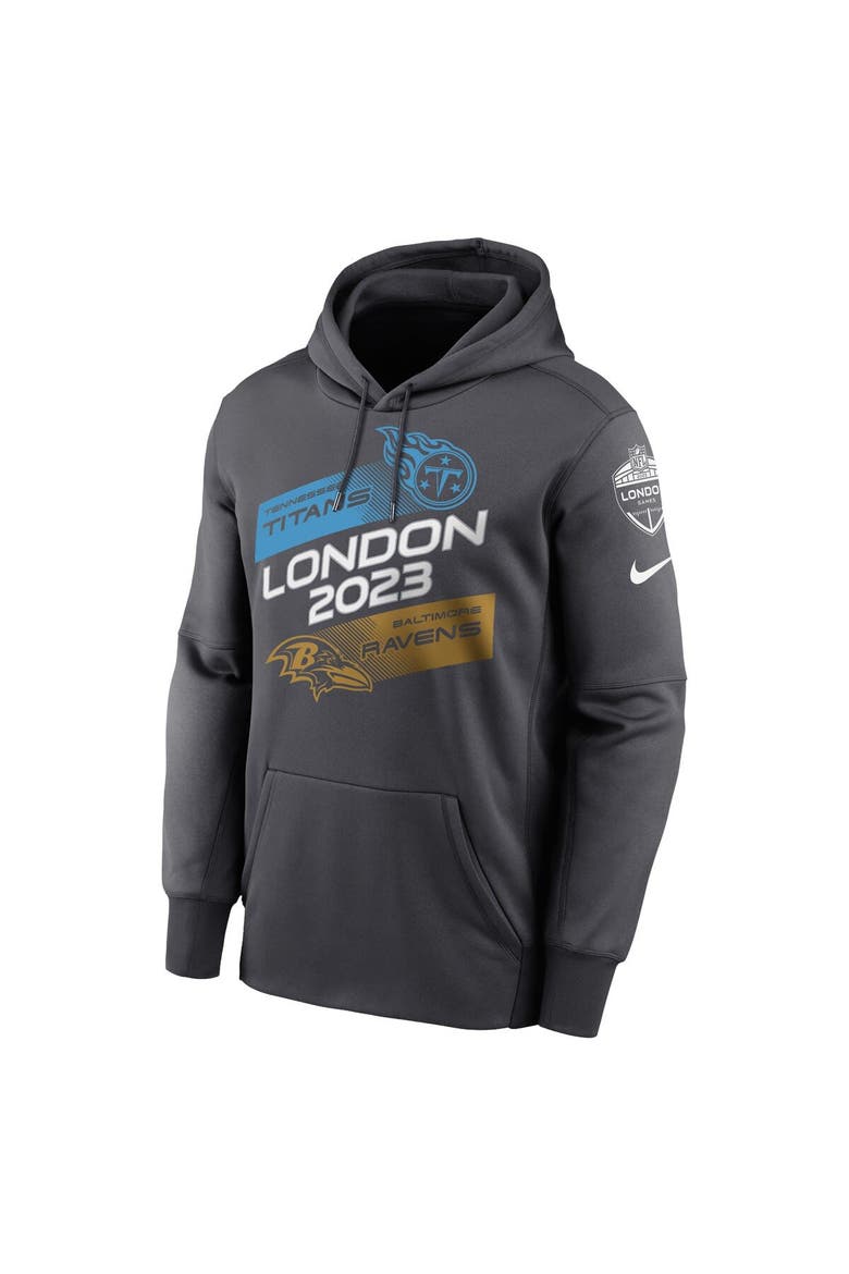 Men's Nike Anthracite Tennessee Titans vs. Baltimore Ravens 2023 London Game Pullover Hoodie, Alternate, color, Anthracite