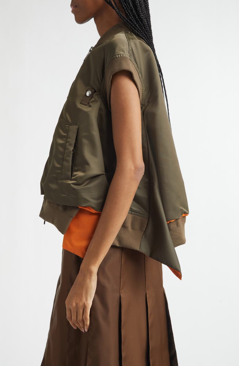 Sacai Nylon Twill Zip Vest, Alternate, color, Dark Khaki