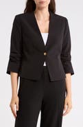 Gemma + Jane Ruched Sleeve One-Button Blazer