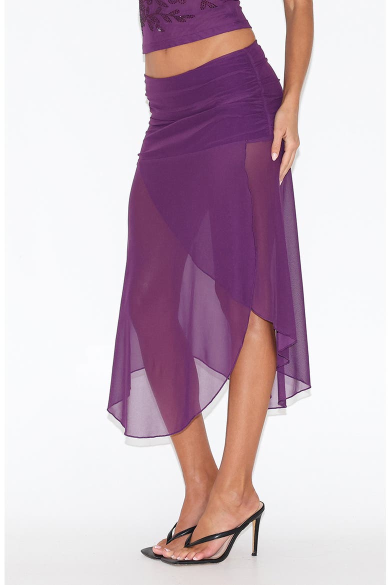 Mariana Asymmetric Hem Mesh Skirt, Alternate, color, PURPLE