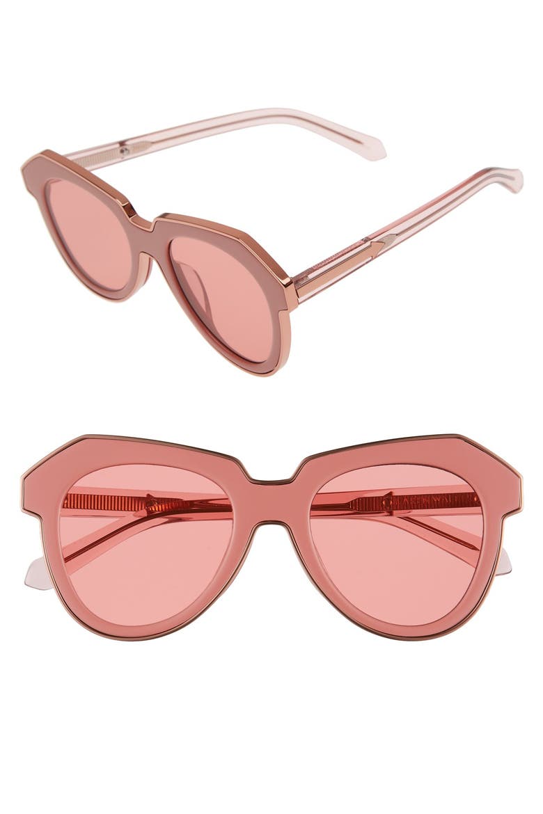 'One Astronaut - Arrowed by Karen' 49mm Sunglasses, Main, color, CRYSTAL PINK/ ROSE PINK