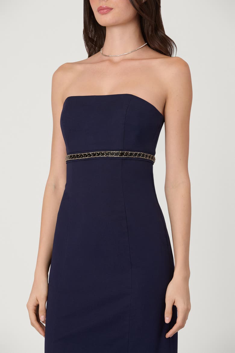 Midnight Embellished Cotton Faille Ashton Dress, Alternate, color, Navy