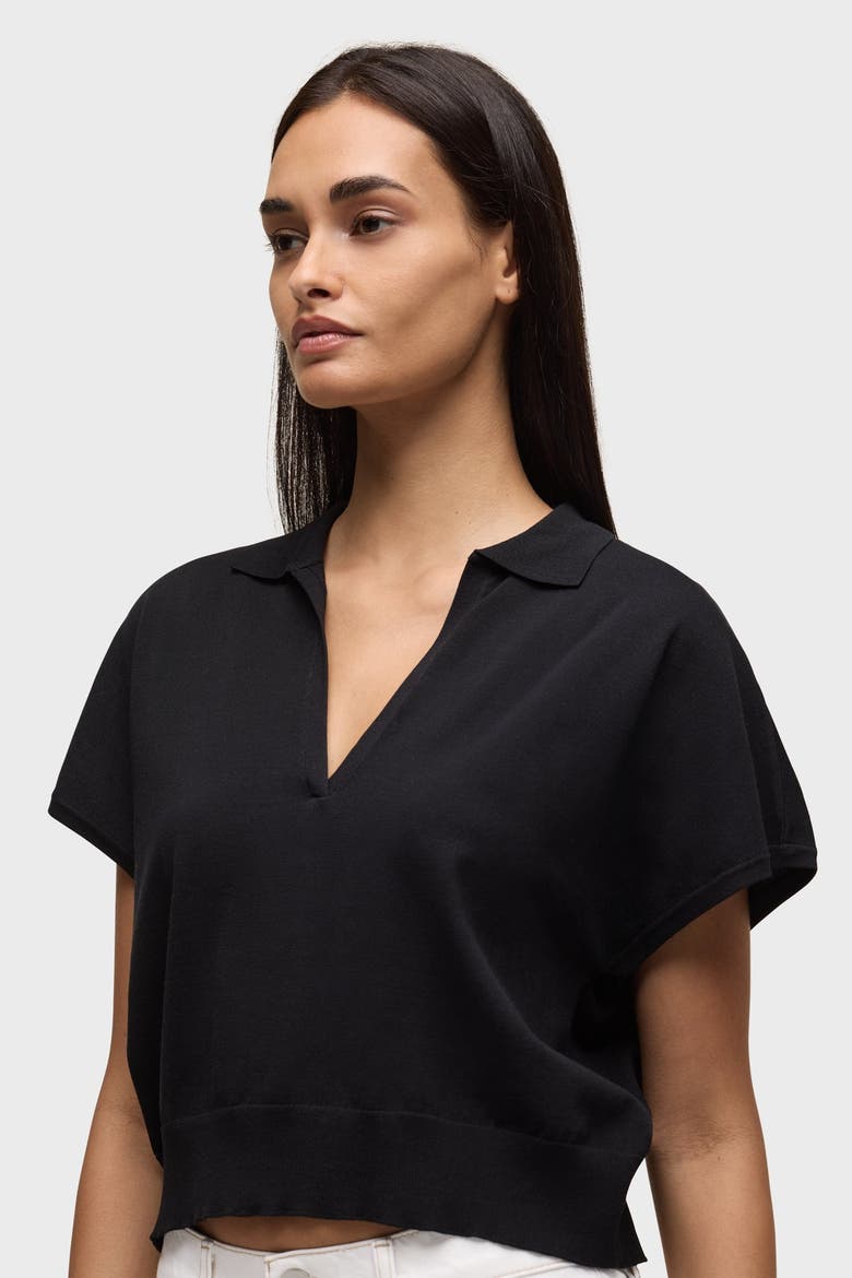 draped collared sweater, Alternate, color, black