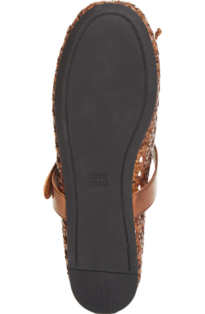 Miu Miu Woven Leather Mary Jane Flat, Alternate, color, Cognac