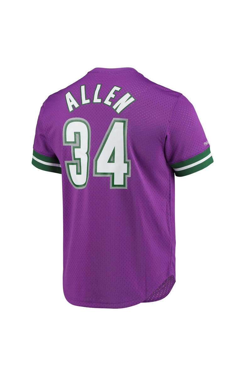 Mitchell & Ness Men's Mitchell & Ness Ray Allen Purple Milwaukee Bucks 2000 Mesh Name & Number T-Shirt, Alternate, color, 