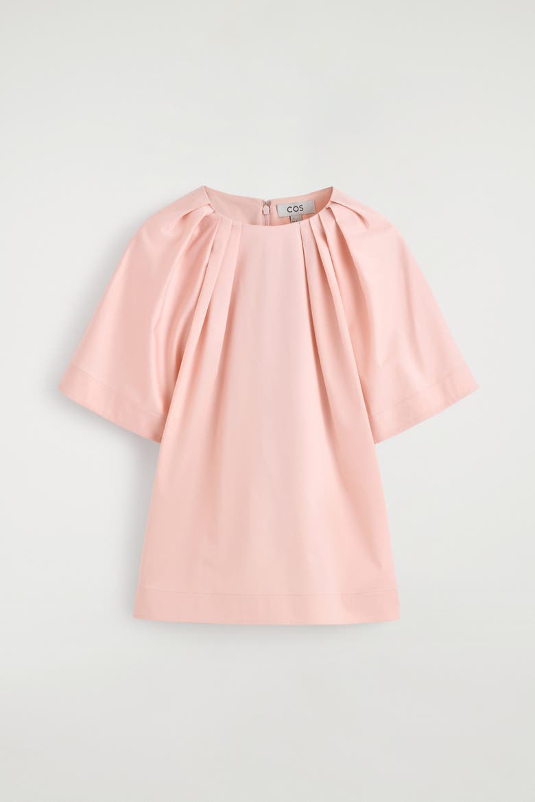 Gathered Short-sleeved Cotton Top, Alternate, color, PINK