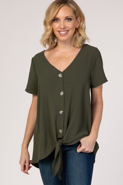 Button Tie Front Top