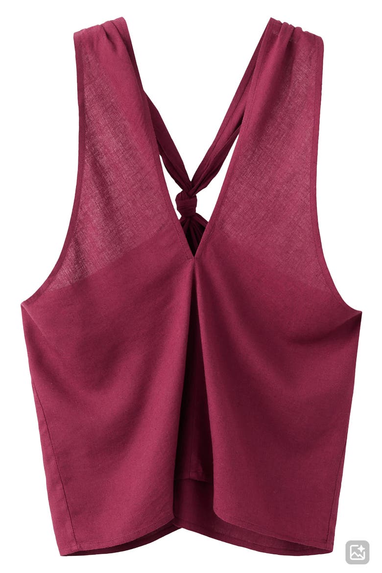 Crisscross Halter Linen Blend Top, Alternate, color, MAROON