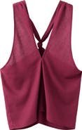 MANGO TEEN Crisscross Halter Linen Blend Top