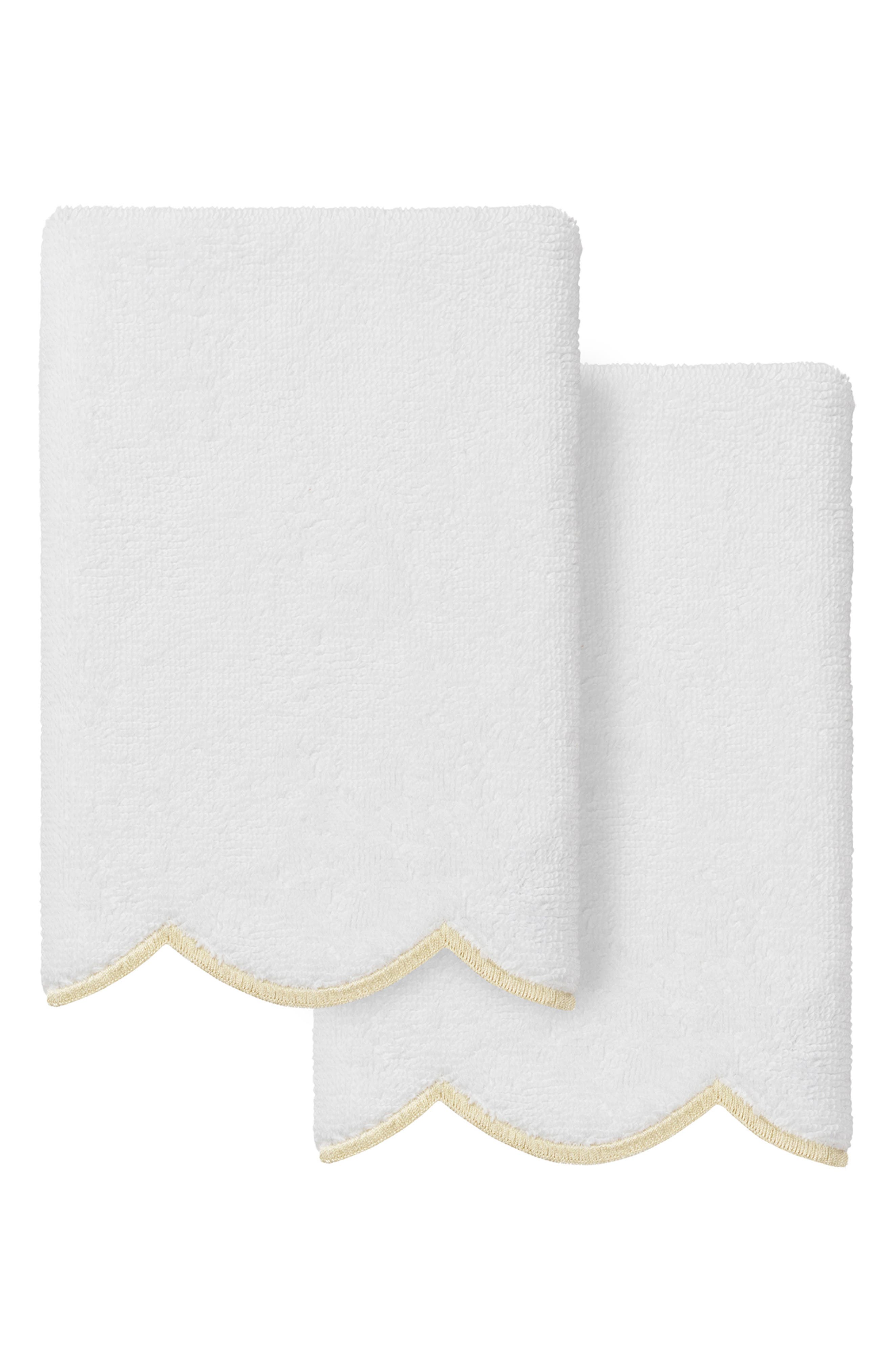 Adornia Scallop Set of 2 Fingertip Towels