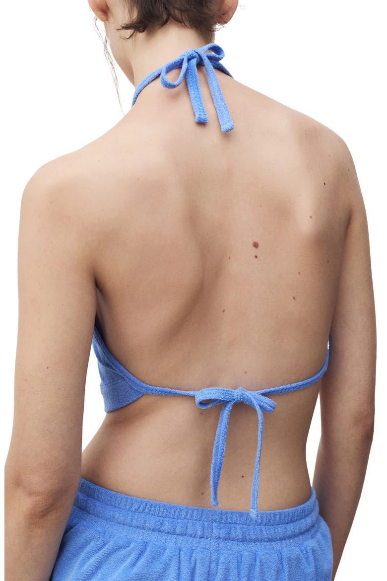 Cotton Terry Crop Halter Top, Alternate, color, BLUE