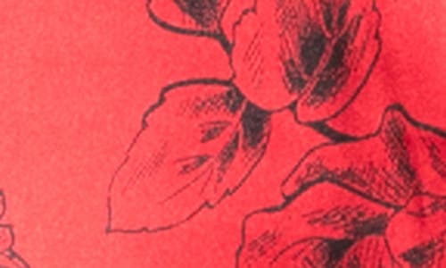 In Bloom By Jonquil Velvet Trim Floral Print Satin Pajamas In Red