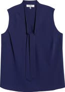 KASPER Sleeveless Tie Front Top