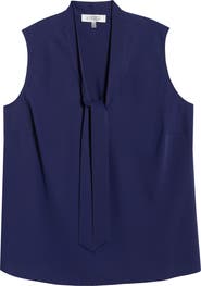 KASPER Sleeveless Tie Front Top