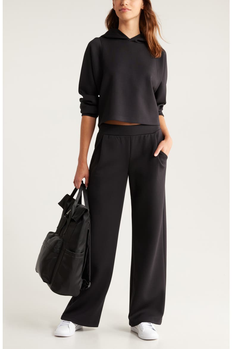 Luxe Boxy Hoodie, Alternate, color, BLACK