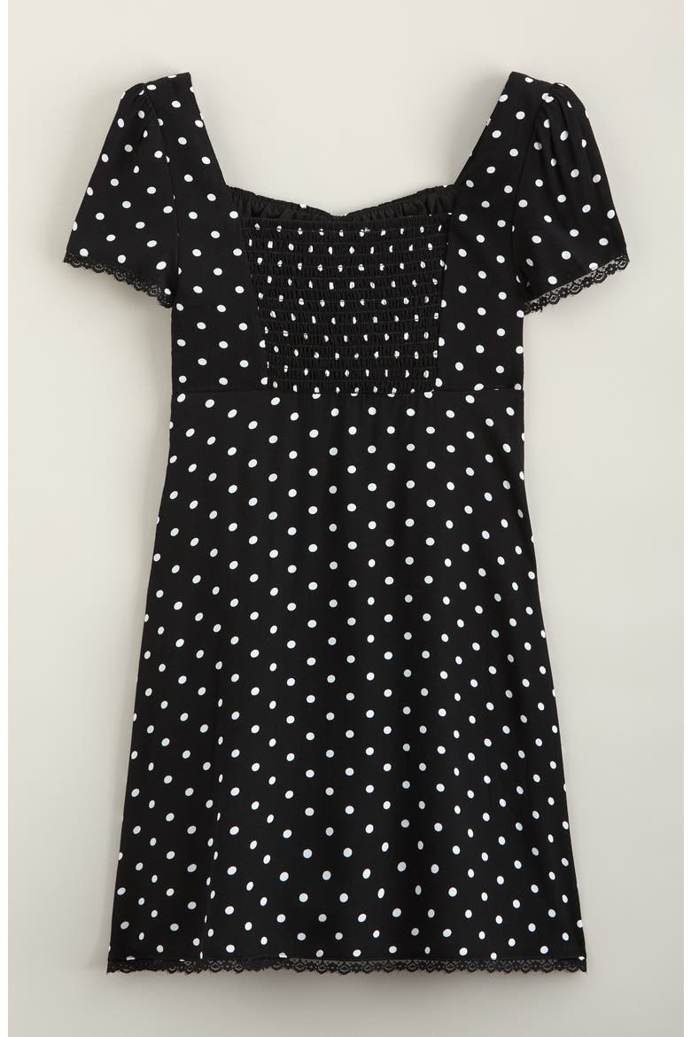 Kids' Sweetheart Minidress, Alternate, color, BLACK EVEN DOT