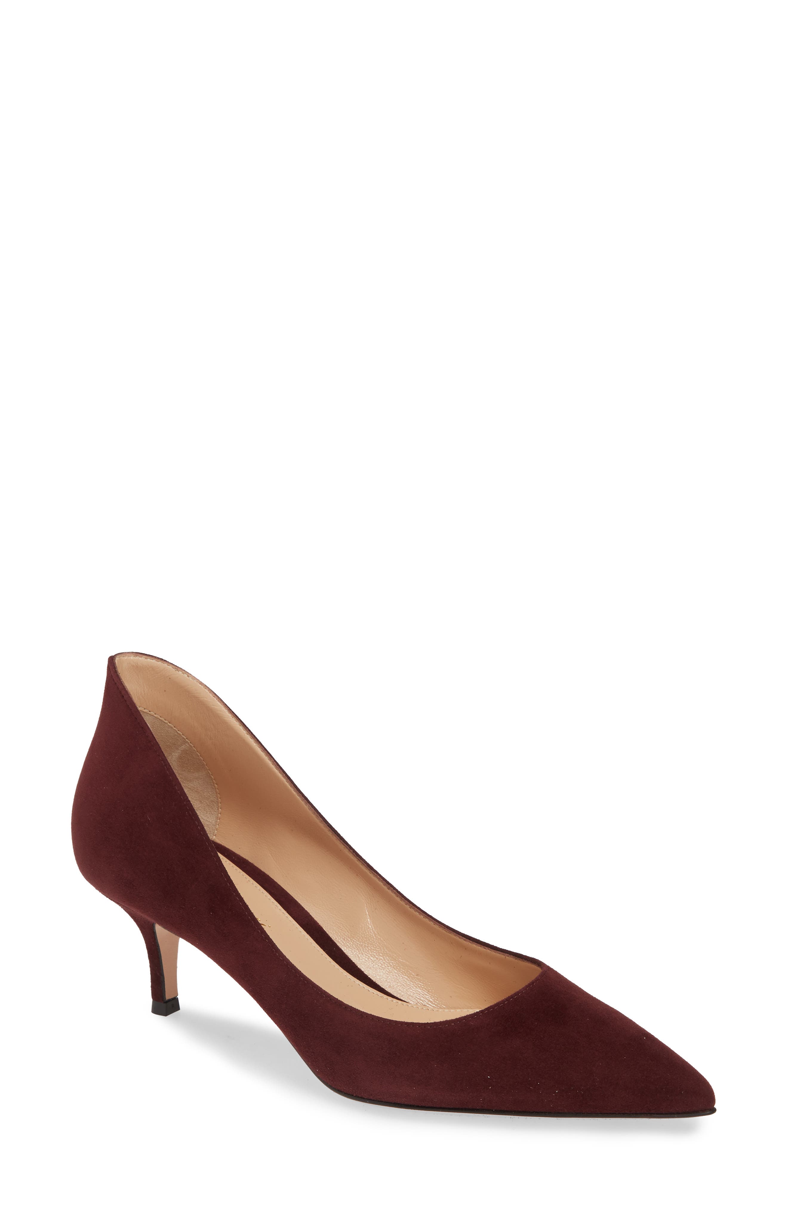 Gianvito Rossi Pointed Toe Pump, Main, color, Royale Burgundy Suede