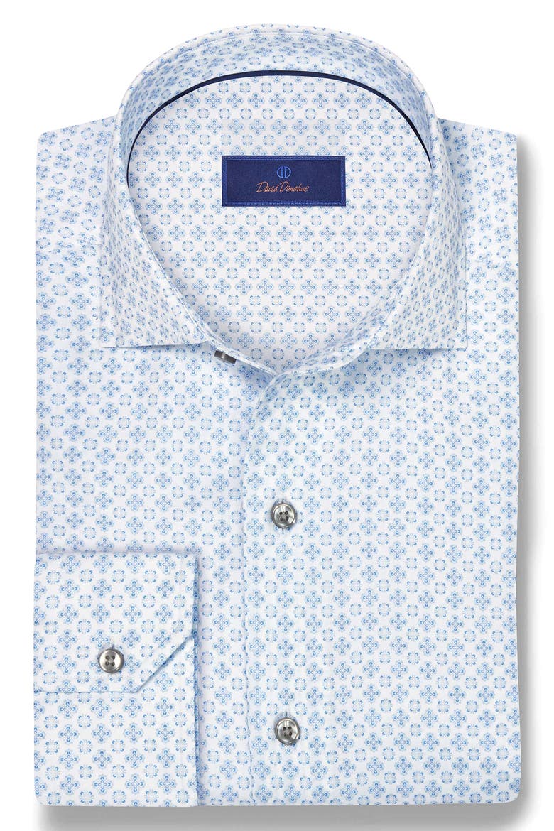Neat Print Sport Shirt, Alternate, color, WHITE/ SKY