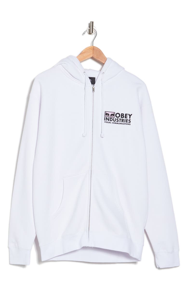 Obey Communications Zip Hoodie, Alternate, color,