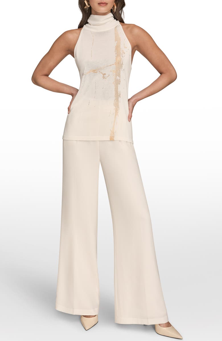 Donna Karan New York Abstract Print Sleeveless Cowl Neck Top, Alternate, color, Cream