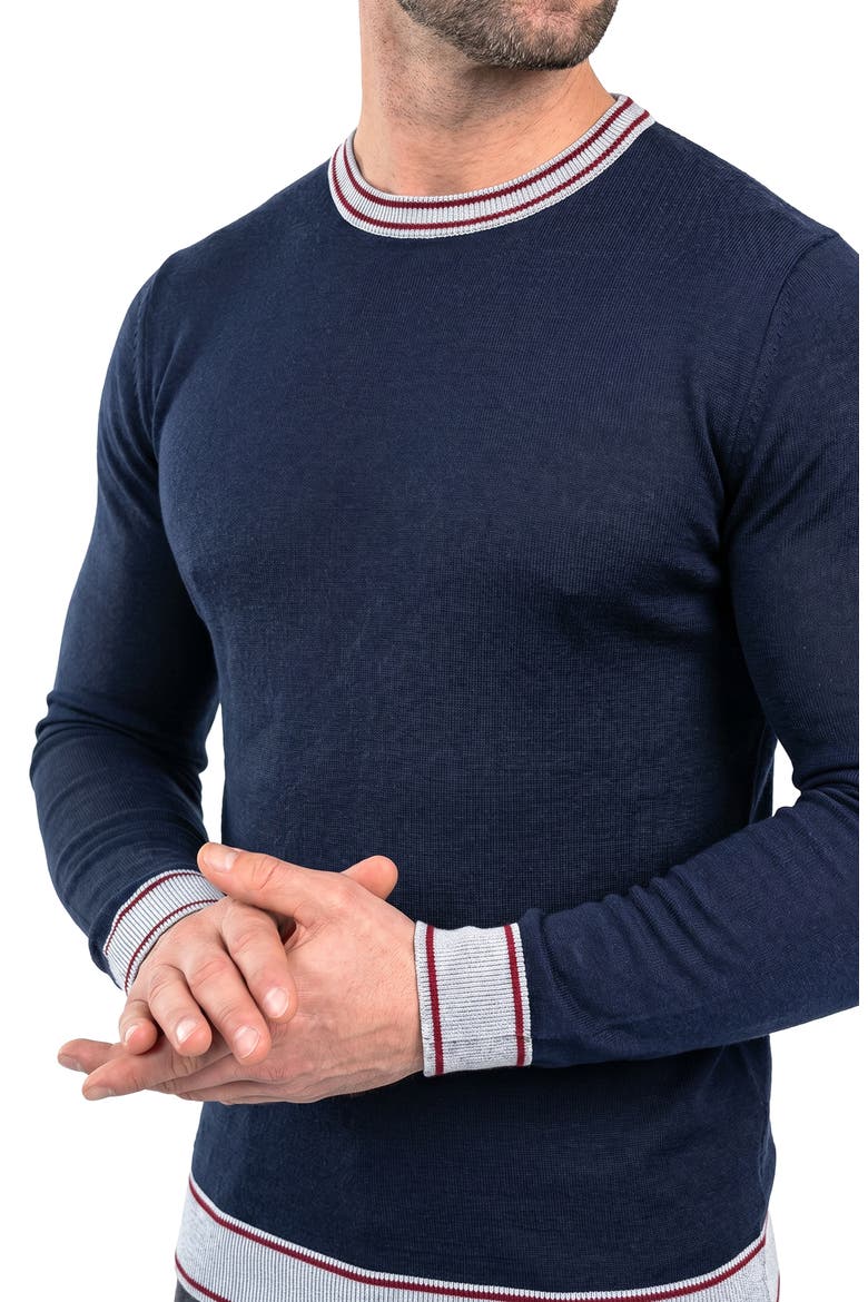Merino Wool Crewneck Sweater, Alternate, color, BLUE