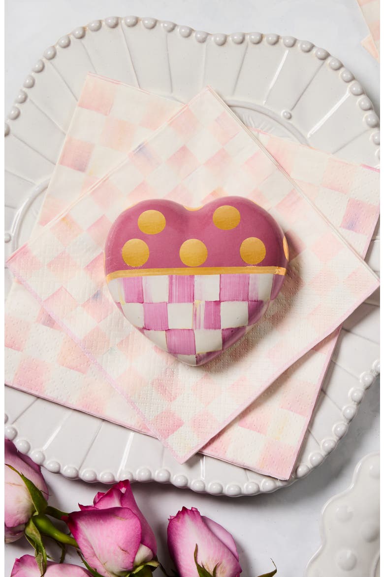 Pink Dotty Ceramic Heart, Alternate, color, ROSY