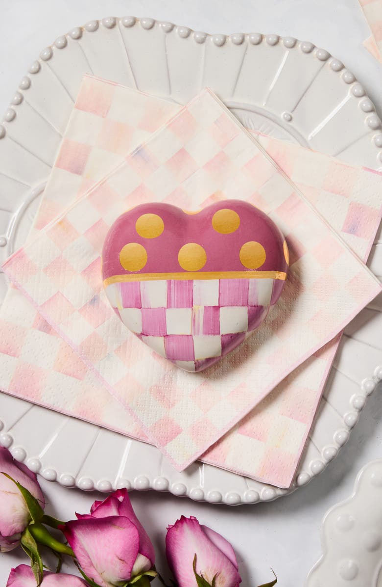 MACKENZIE CHILDS Pink Dotty Ceramic Heart, Alternate, color, Rosy