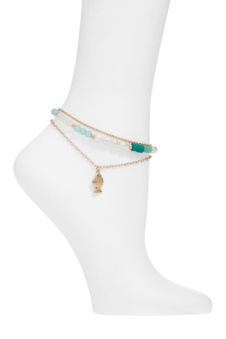 Beaded Anklet, Main, color, BLUE- MULTI