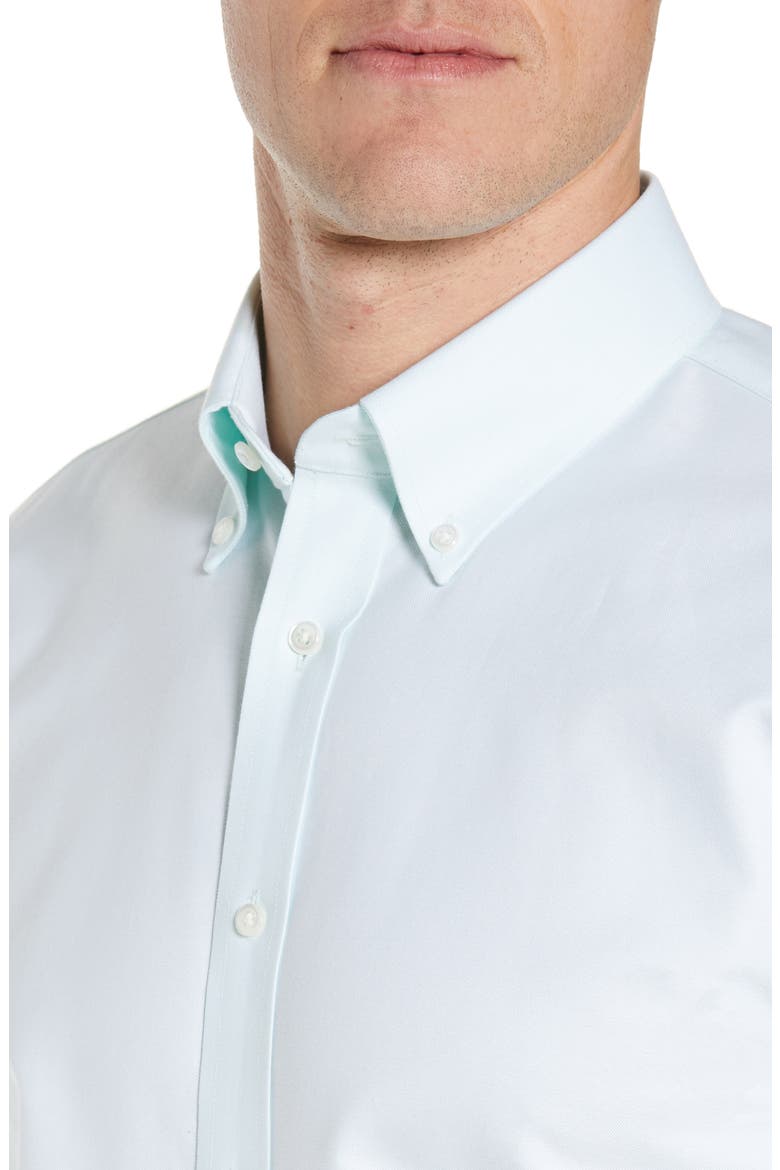 Trim Fit Oxford Dress Shirt, Alternate, color, TEAL FAIR