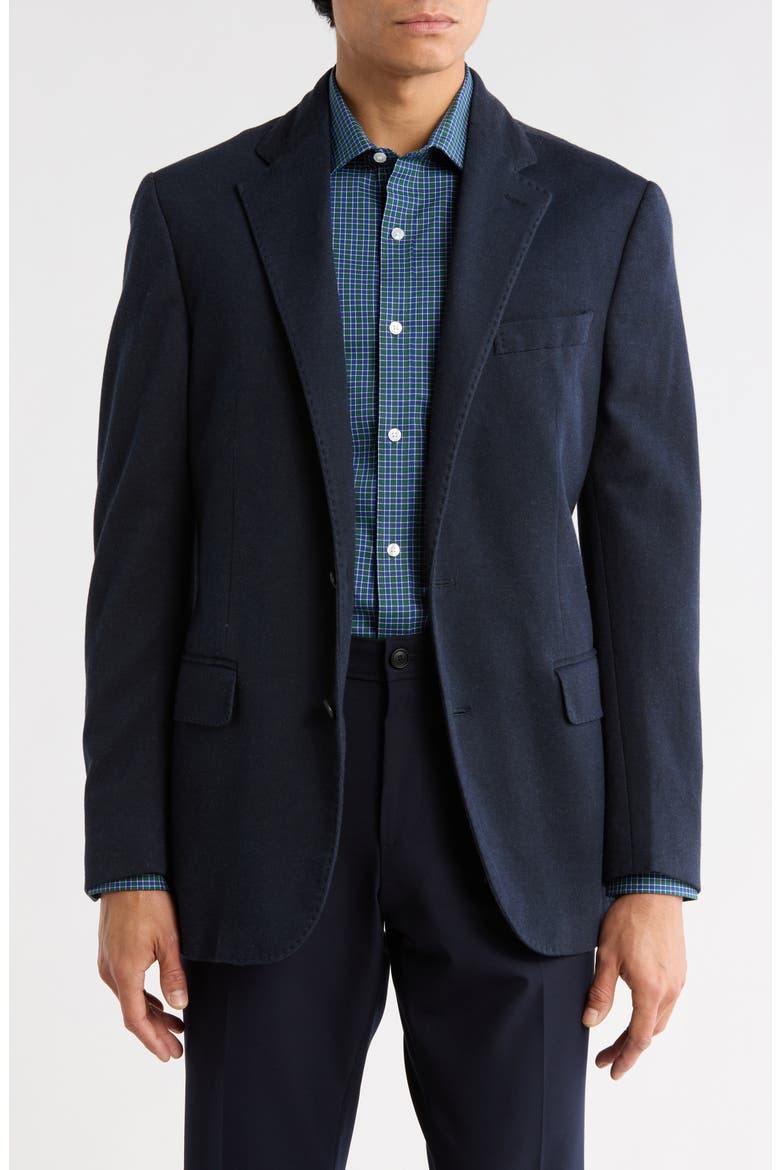 Navy Solid Cotton Blend Sport Coat, Main, color, NAVY SOLID