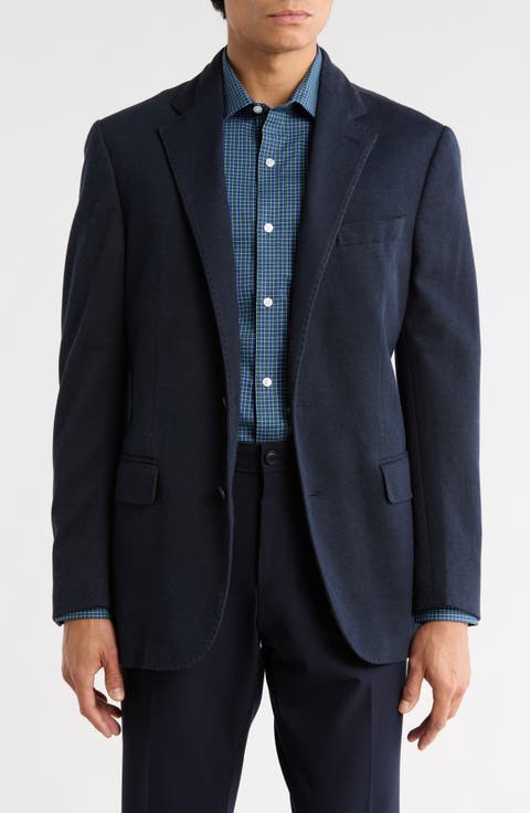 Navy Solid Cotton Blend Sport Coat (Short, Regular, Long & Big)