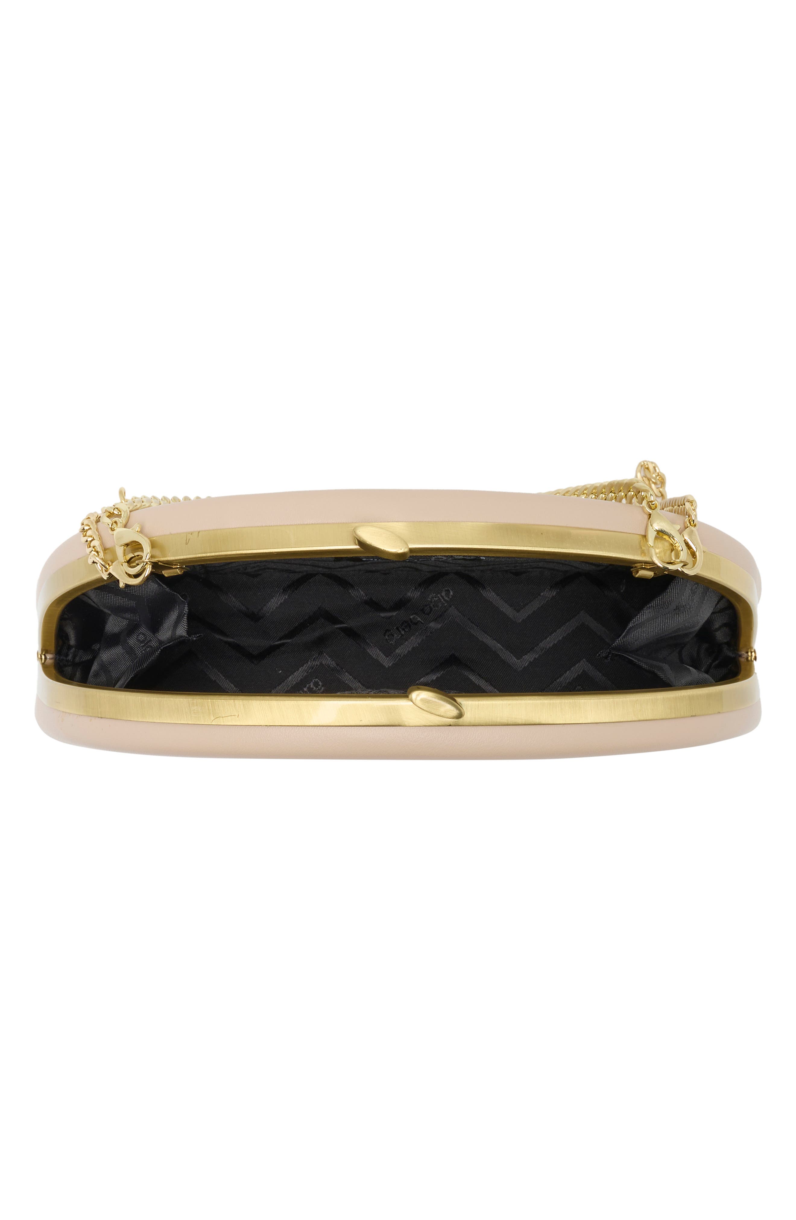 Celeste Curved Faux Leather Clutch, Alternate, color, NATURAL