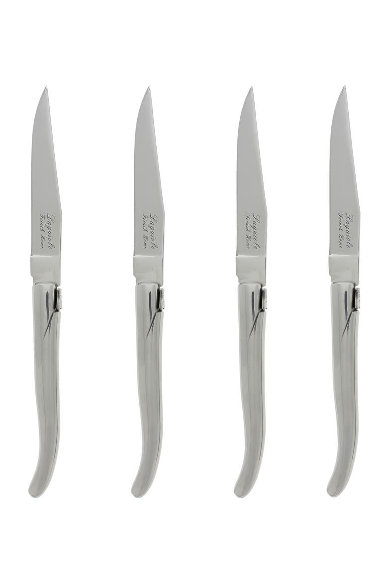 Laguiole Connoisseur Stainless Steel Steak Knives - Set of 4, Alternate, color, SILVER