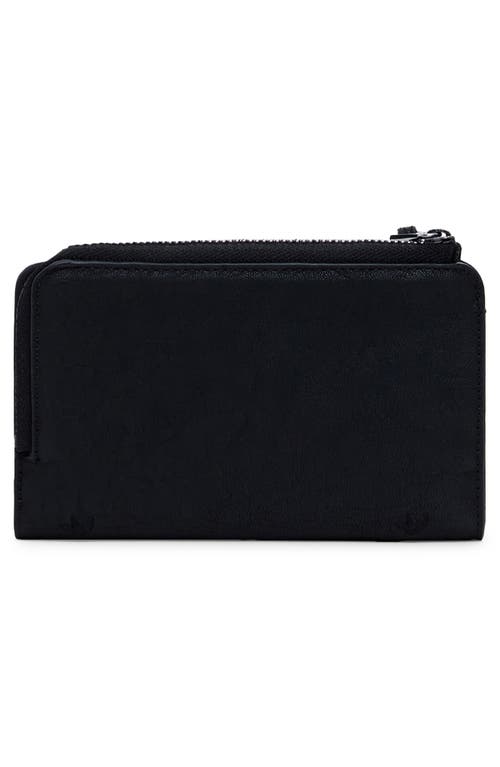 Desigual Medium Embroidered Faux Leather Bifold Wallet In Black
