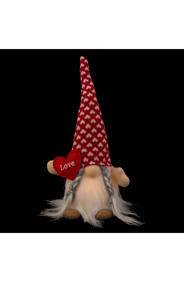 Northlight LED Lighted Girl Valentine's Day Gnome with Love Heart - 13" - Red, Main, color, Red