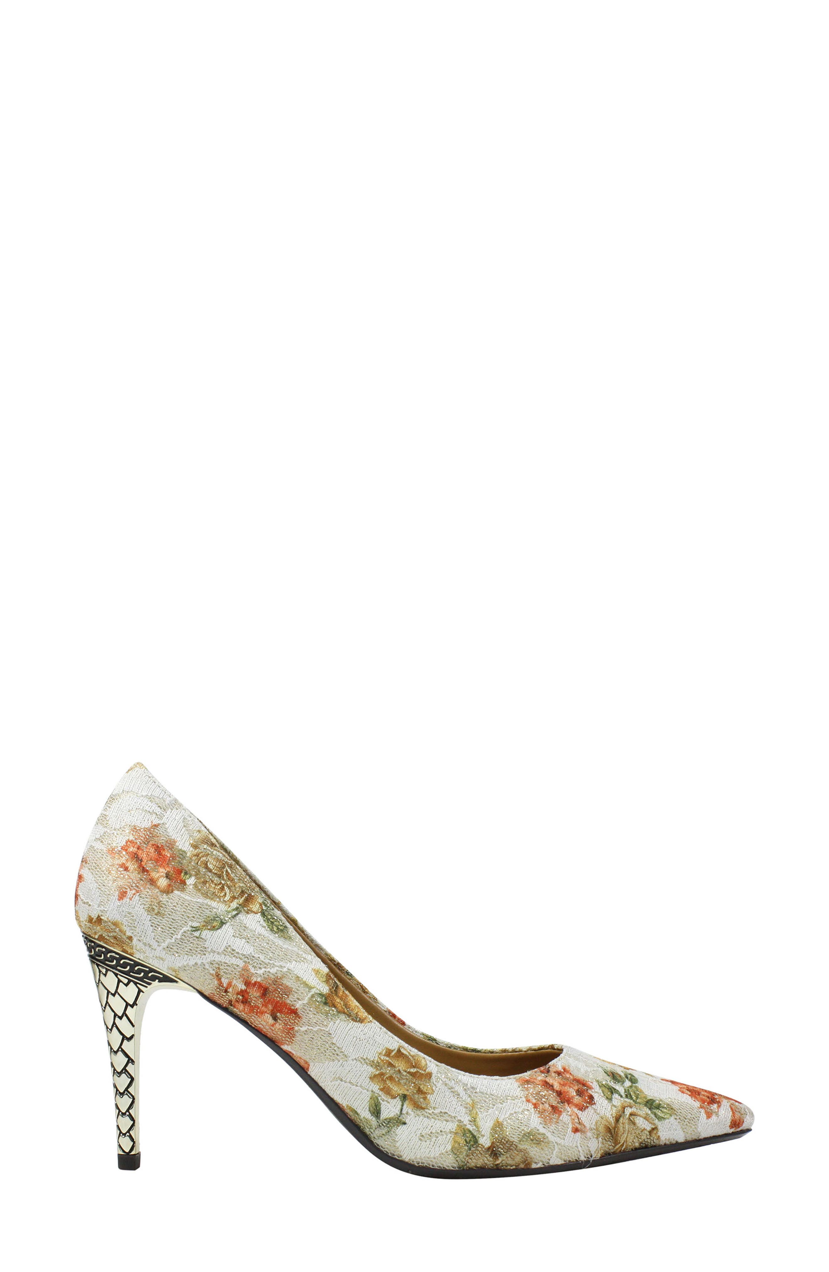 Maressa Pointed Toe Pump, Alternate, color, WHITE/ GOLD FABRIC