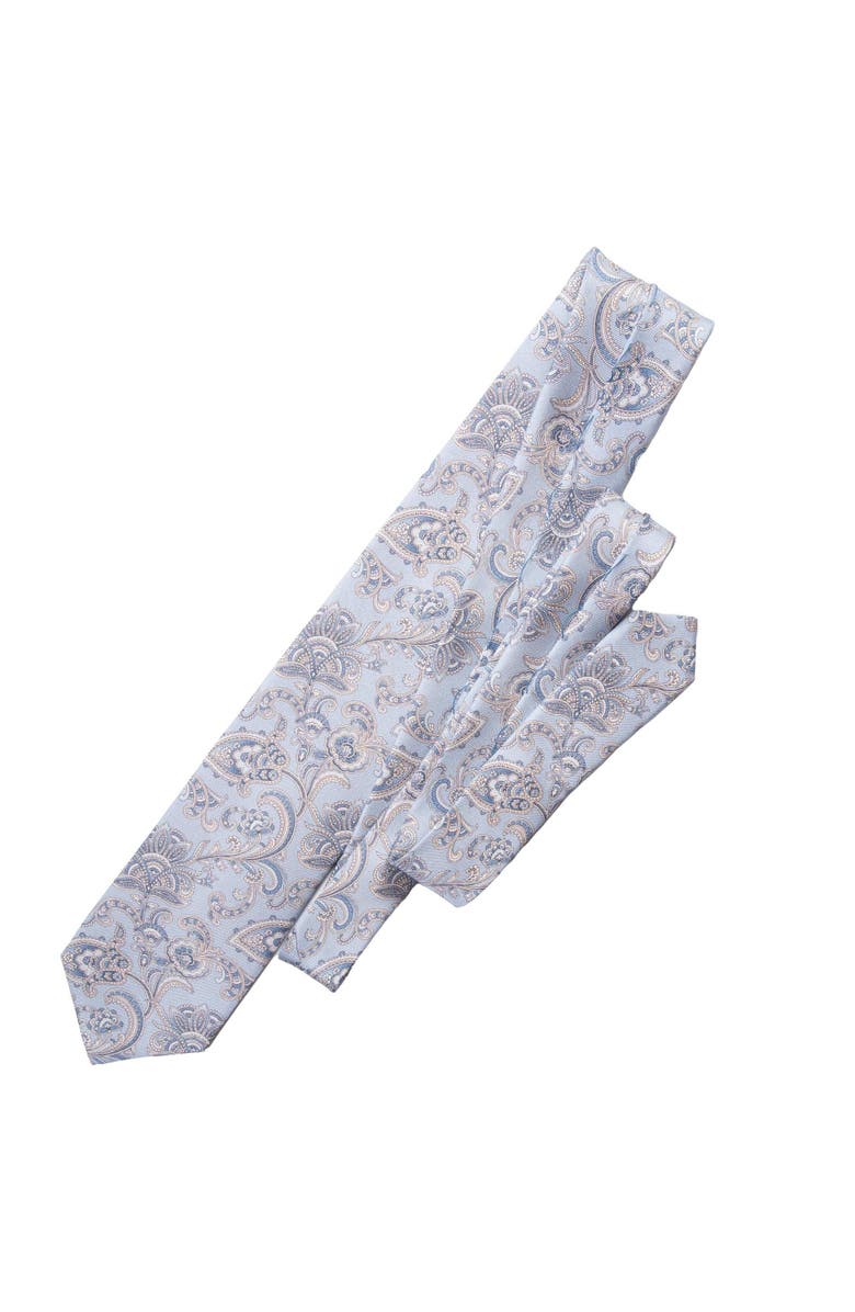 Elizabetta Novara - Extra Long Printed Silk Tie for Men, Alternate, color, Sky Blue