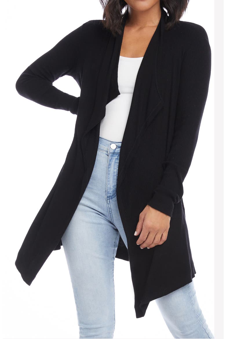 Drape Front Cardigan, Main, color, BLACK
