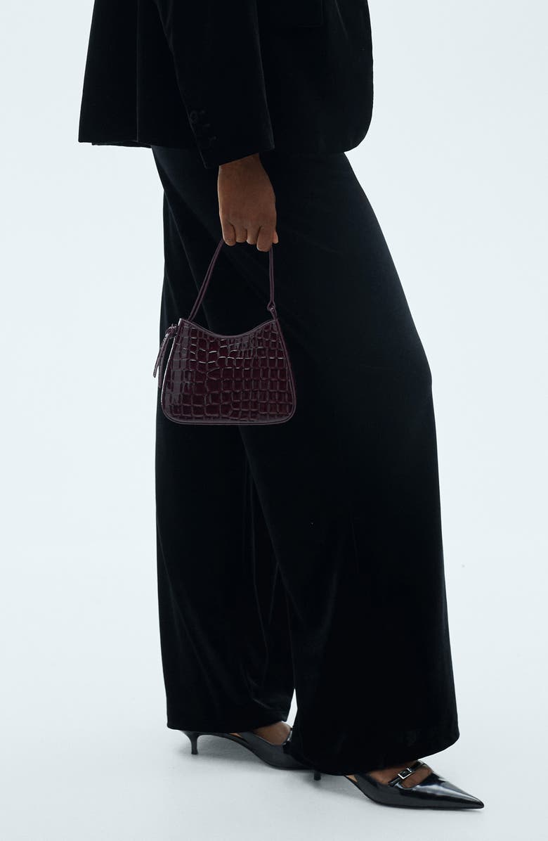 MANGO Xenphant Stretch Velvet Wide Leg Pants, Alternate, color,