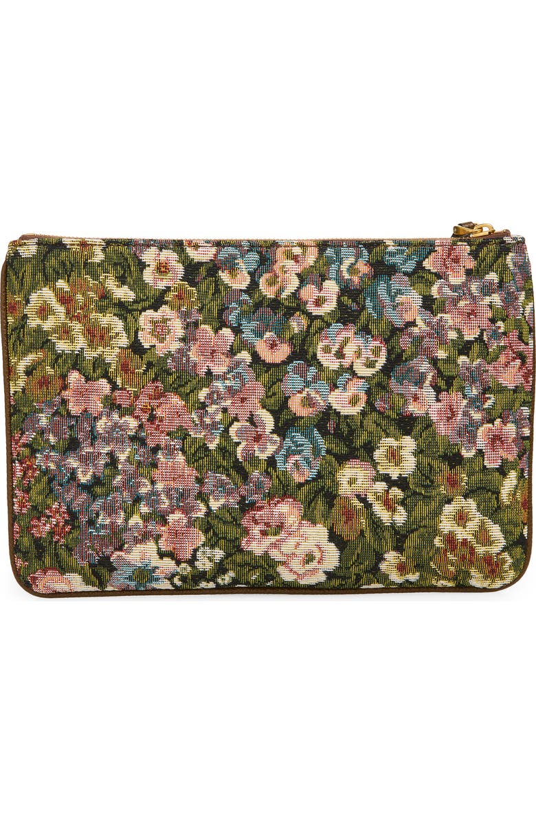 Valentino Garavani Medium VLOGO Floral Jacquard Pouch, Alternate, color, Brown Multi