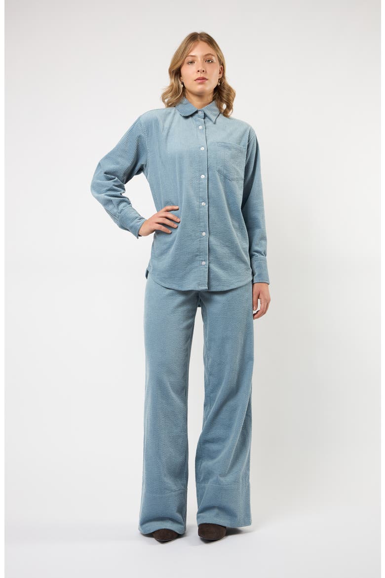 The Odyssey Relaxed Button-Up Corduroy Shirt, Alternate, color, BLUE